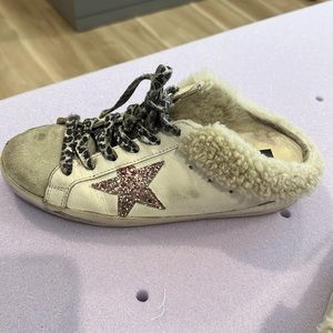 Golden goose superstar sabot leather sterling sneaker worn